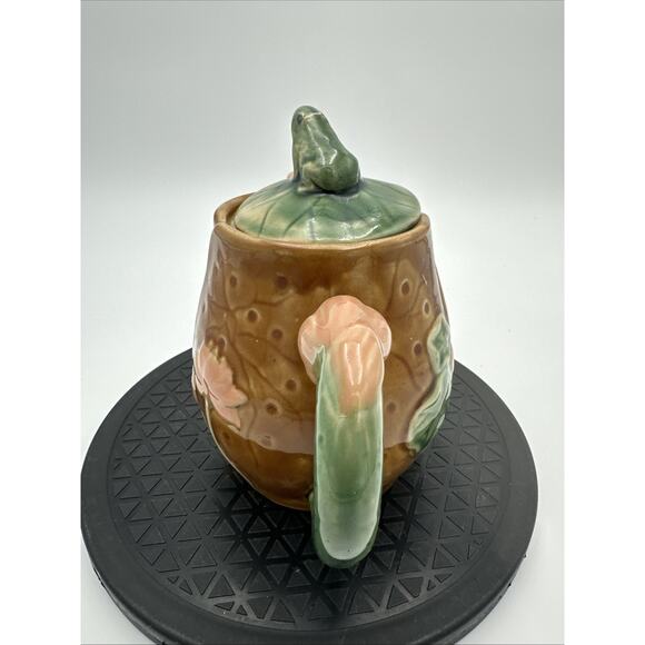 Studio Art Pottery Frog Brown Teapot Pink/Green EUC - Picture 4 of 9